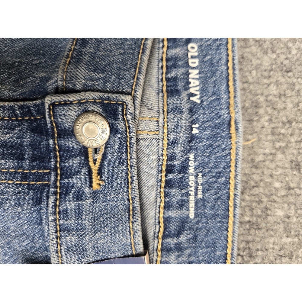 Old Navy Womens 14 Blue Denim Rolled Mid-Rise Wow Boyfriend Ankle Jeans NWT#1109 - Picture 5 of 10
